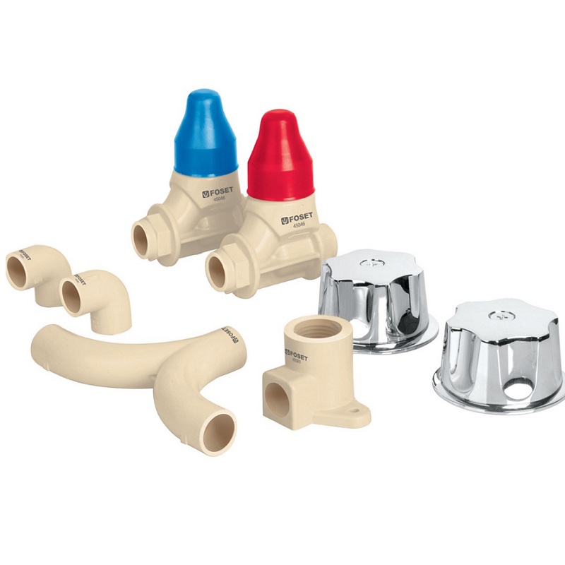 KIT DE CONEXIONES Y VÁLVULAS CPVC PARA INSTALACIÓN REGADERA CON MANERALES 