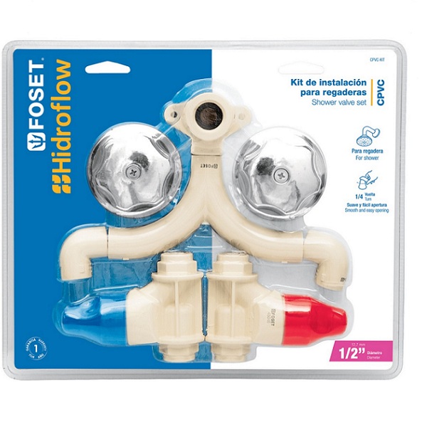 KIT DE CONEXIONES Y VÁLVULAS CPVC PARA INSTALACIÓN REGADERA CON MANERALES 