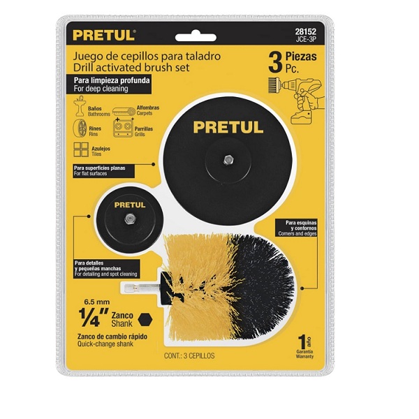 Juego De Cepillos Para Taladro Para Limpieza 3 Pzas Pretul