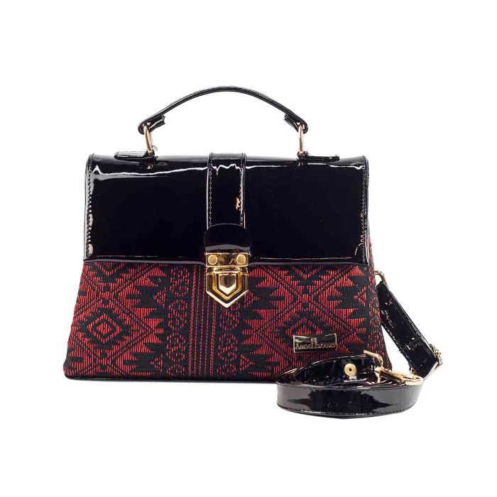 Bolso de Piel Charol AngeLozano con Rebozo de Seda