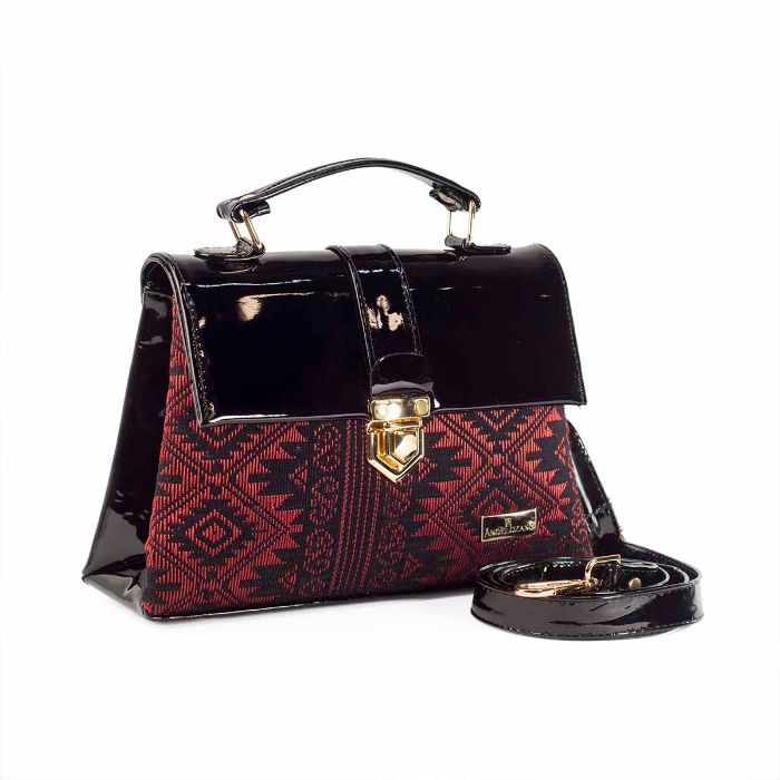 Bolso de Piel Charol AngeLozano con Rebozo de Seda