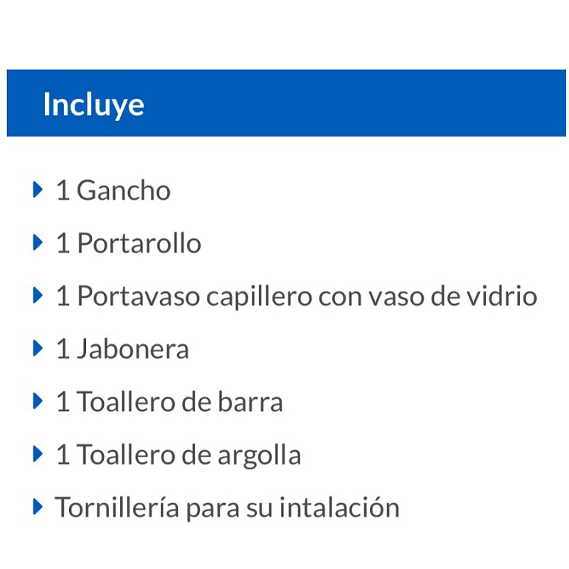 Juego Accesorios Para Baño 6 Piezas  Portavaso cepillero  Jabonera toallero