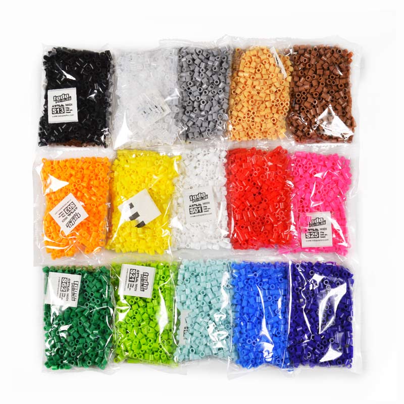 15 Bolsitas de 500 Hama Beads tamaño estándar 5mm (MIDI) - Perler Pixel Art