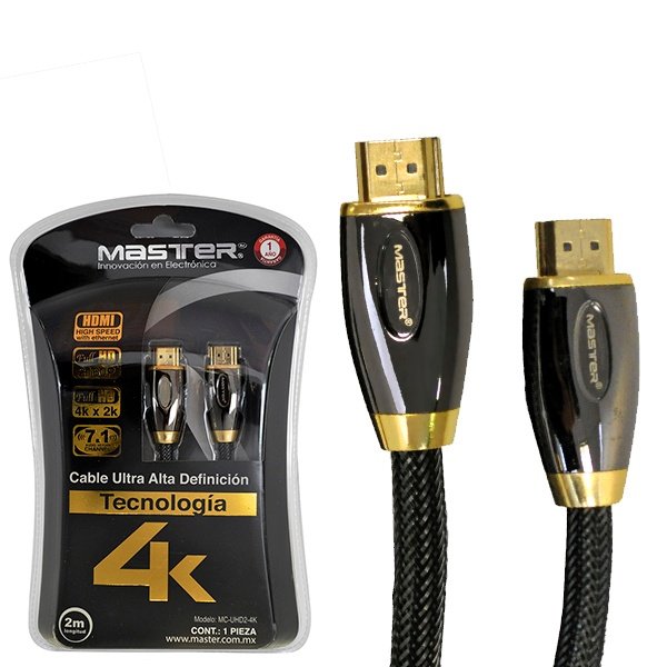 Cable HDMI de 2 Metros con Conectores Chapados en Oro / Master / MC-UHD2-4K