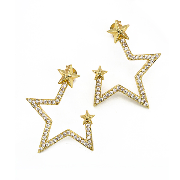 Aretes dama estrellas circonias Chapa de Oro 18k Pink Revolver 