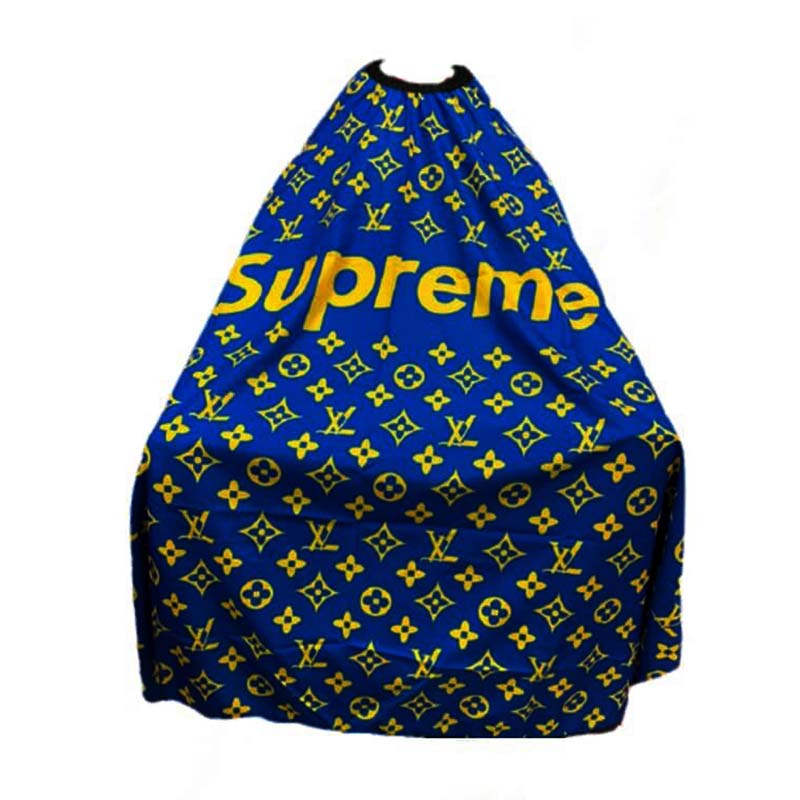 Capa para Corte De Cabello para barbero  Barbería Estética Peluquería Supreme Azul con Dorado 