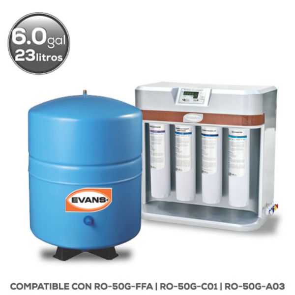 Tanque de almacenamiento de capacidad 6 Gal. para purificadores de ósmosis inversa.