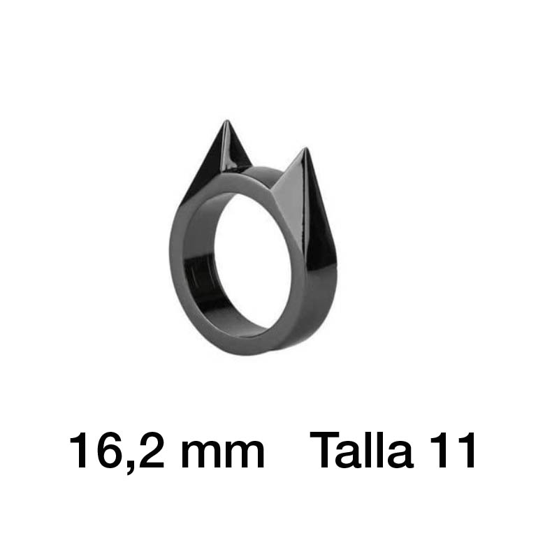 Anillo Orejas De Gato Defensa Personal Color Negro Moderno BYTESHOP