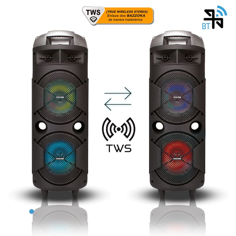 Bocina Portable Cuadrafonica Sonido 360 Grados Con 4 Woofers 8 , Microfono Incluido -Bazzoka - Steelpro