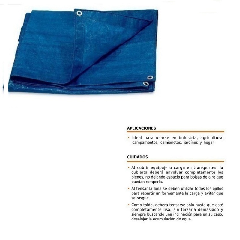 Lona Carpa Impermeable Azul 6 X 6 Mt Ultra Multi Usos Lluvia-Calor Proteccion