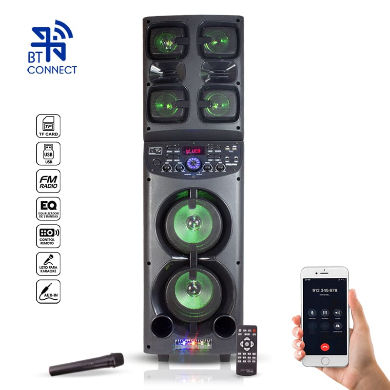 Bocina de Torre Recargable con Microfono Inalambrico, Bluetooth, TWS - JF1040 - Steelpro