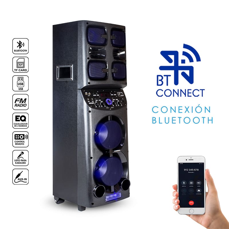 Bocina de Torre Recargable con Microfono Inalambrico, Bluetooth, TWS - JF1040 - Steelpro