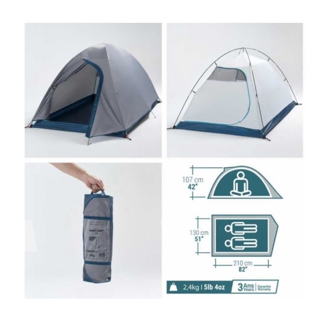 Casa De Campaña Quechua Mh100 - 2 Personas, Impermeable