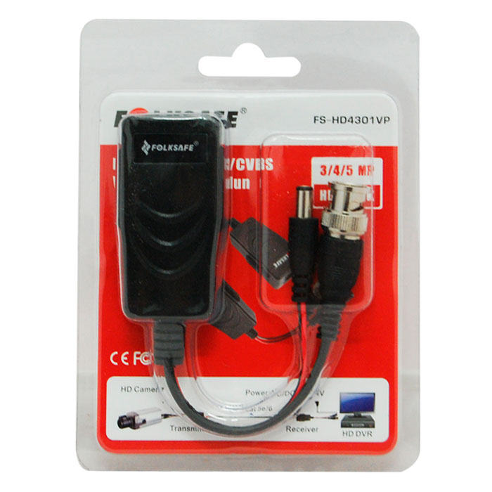 Par Transceptores Balun Hd 2MP Video y Voltaje Ahd/tvi/cvi FS-HD4301VP Folksafe