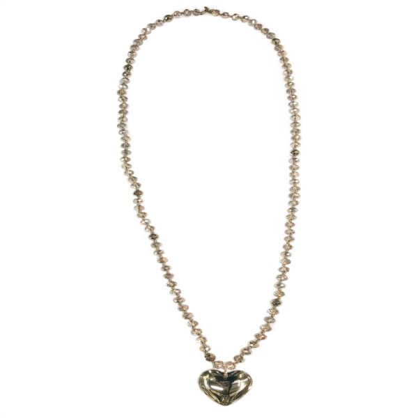 COLLAR DORADO LARGO ENGARZADO EN HILO  DIJE CORAZON 