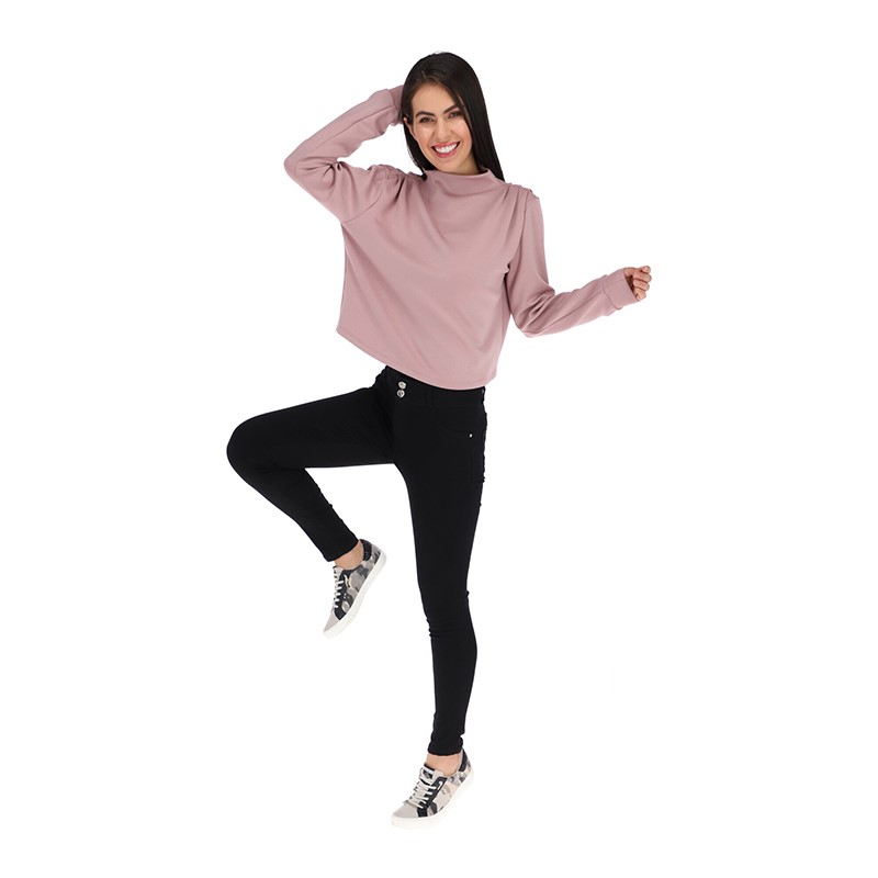 Sudadera para Mujer con Detalle en Hombros Cuello de Tortuga T92048