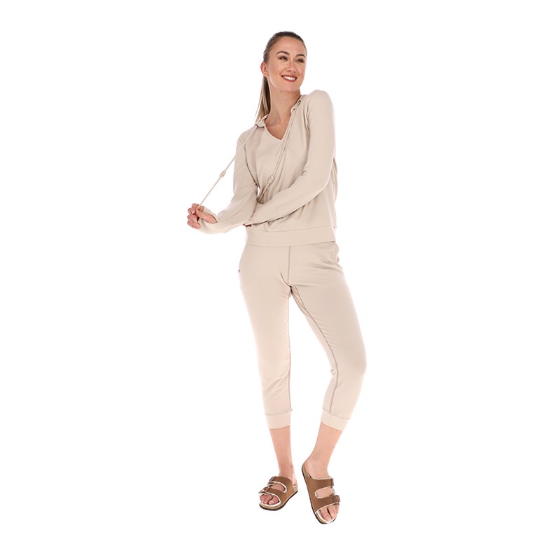 Sudadera Para Dama con Capucha Escote en V Y Corte Diagonal Al Frente T92024