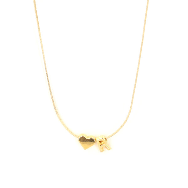 Collar Cadena Ligera Chapa Oro POLO RIVERA Dije CORAZON Letra R