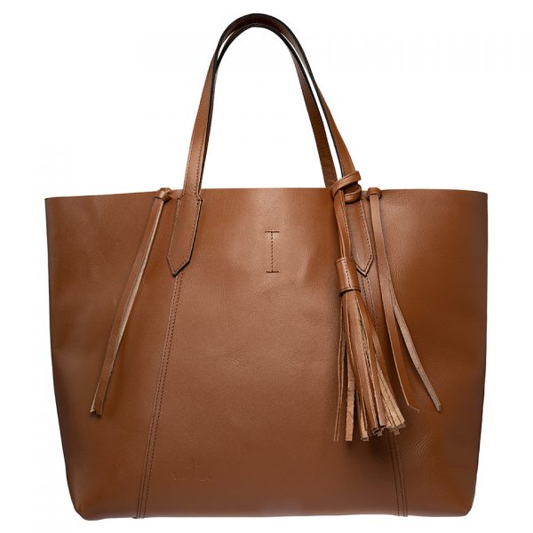 Bolso tote bolsa mujer 100% piel color miel Vianala