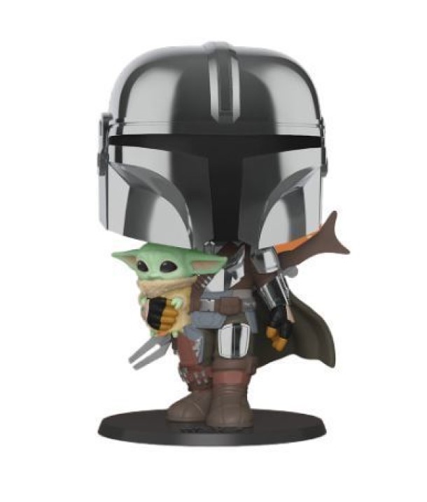 Funko Pop! The Mandalorian with child 10" Chrome
