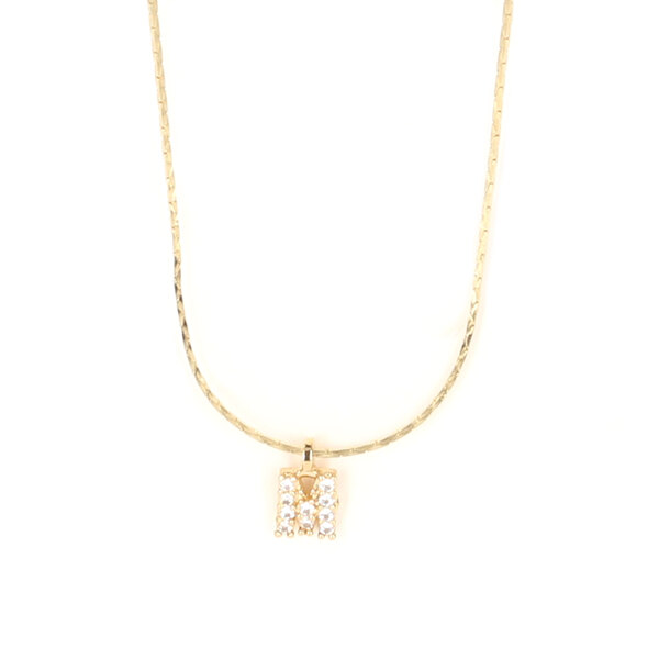 Collar Cadena Ligera Chapa Oro DIAMANTE POLO RIVERA Dije Letra M