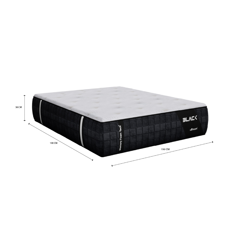 Colchón en caja uDream Modelo Premium Black con Memory Foam Queen Size.