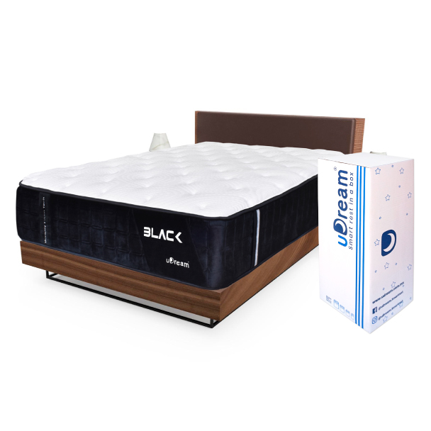 Colchón en caja uDream Modelo Premium Black con Memory Foam Queen Size.