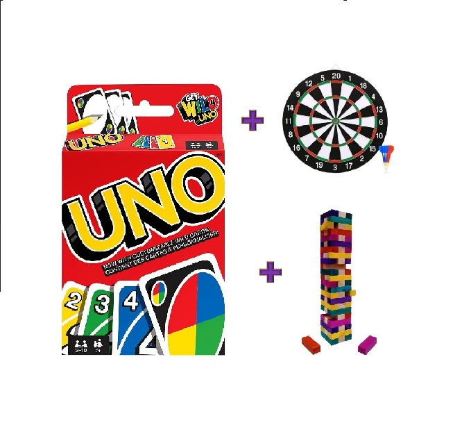 Uno + Jenga De Colores + Tiro Al Blanco