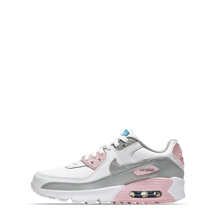 TENIS NIKE AIR MAX 90 GS BLANCO CON ROSA Y GRIS (CD6867-004)