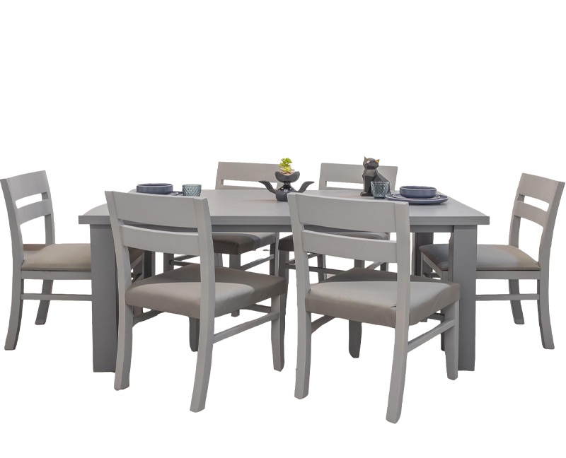 Comedor Albany 6 Sillas Gris - Kessa.