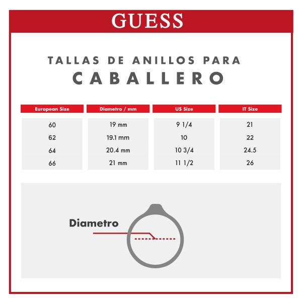 Anillo GUESS para Caballero GUESS HERO Talla: 11 1/2 (21 mm)