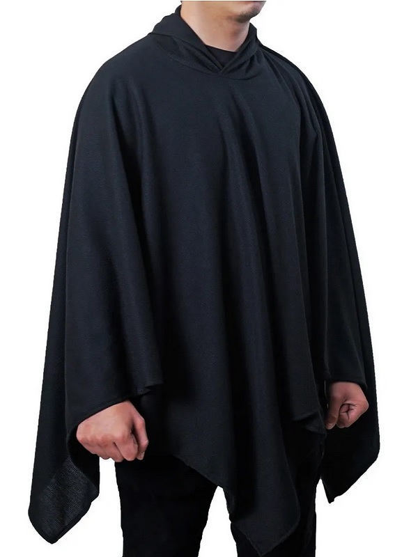 Poncho Con Gorro, Gabán, Capa,( Duo 2 piezas ), Negro, Hombre.