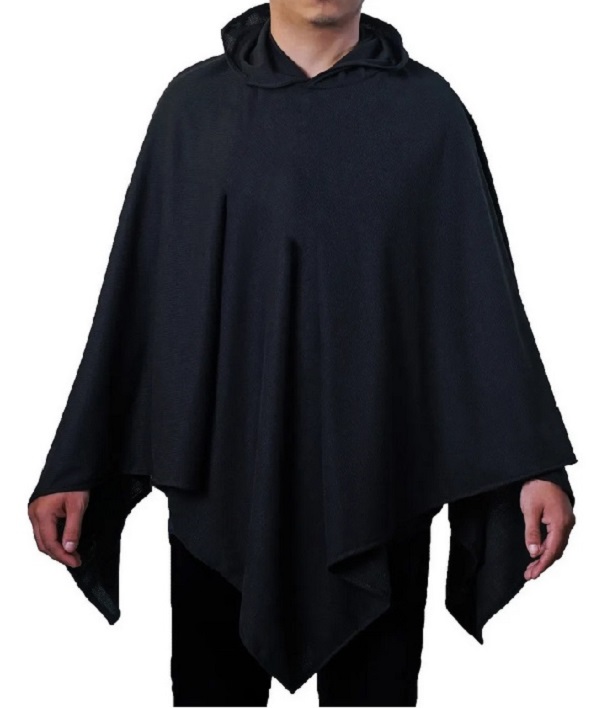 Poncho Con Gorro, Gabán, Capa,( Duo 2 piezas ), Negro, Hombre.