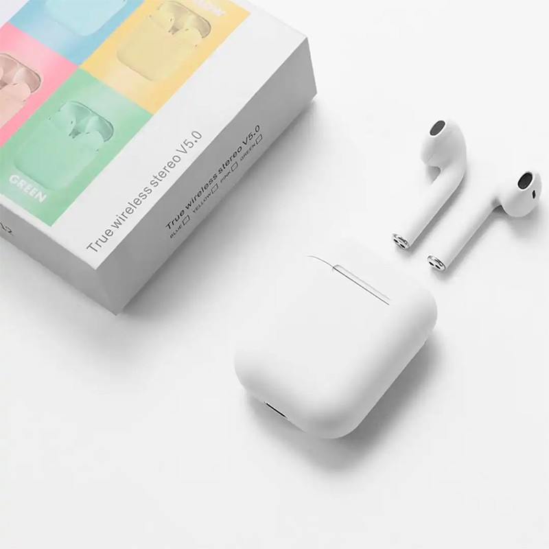 Audífonos In-ear Inalámbricos i12 Tws inPods 12 Macaron Blanco