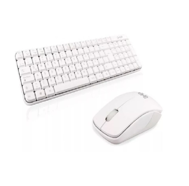 TECLADO MOUSE COMBO KIT INALAMBRICO BLANCO USB PC LAPTOP MULTIMEDIA ESCUELA OFICINA GT4000WG