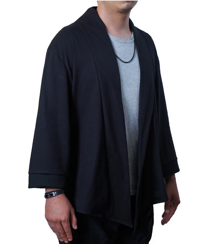 Kimono De Hombre Cardigan,( Combo Kimonos 2 Piezas ) hombre negro manga 3/4