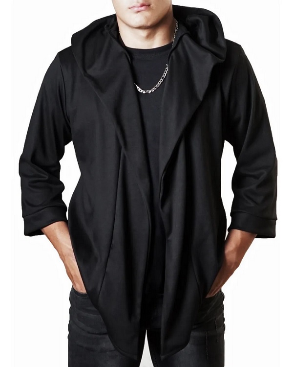 Kimono De Hombre Cardigan,( Combo Kimonos 2 Piezas ) hombre negro manga 3/4