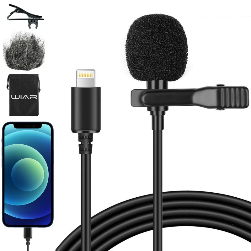 Micrófono para iPhone de Solapa Lavalier tipo Lightning iOS iPad