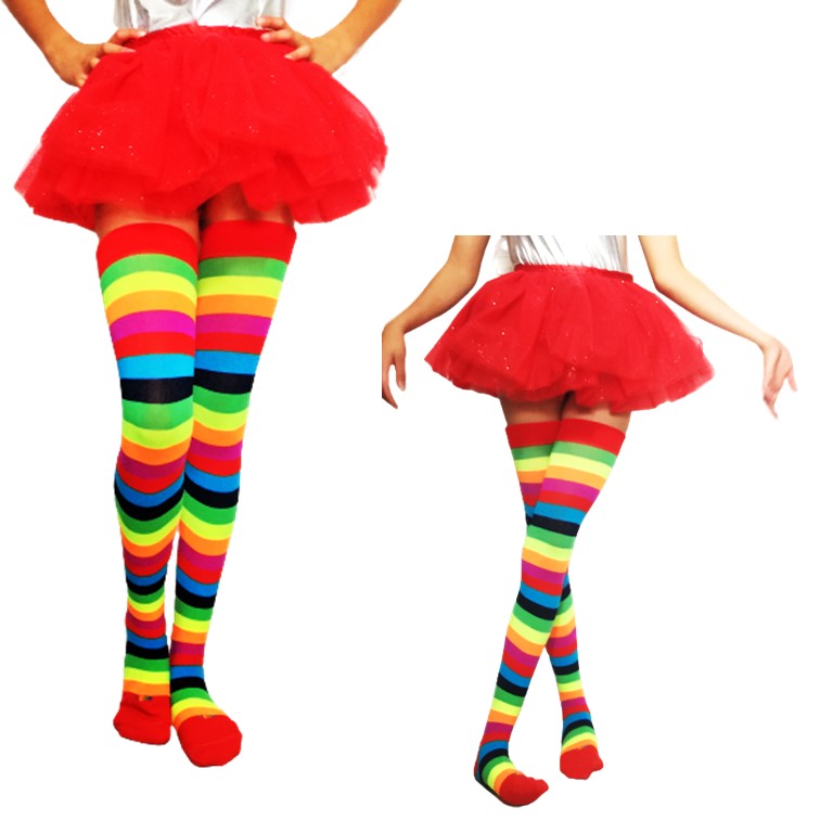 calcetas arcoiris rainbow multicolor lolita payaso rayada 