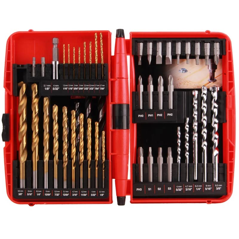 Juego Brocas 52 Pz Perforación Taladro Estuche Mikels