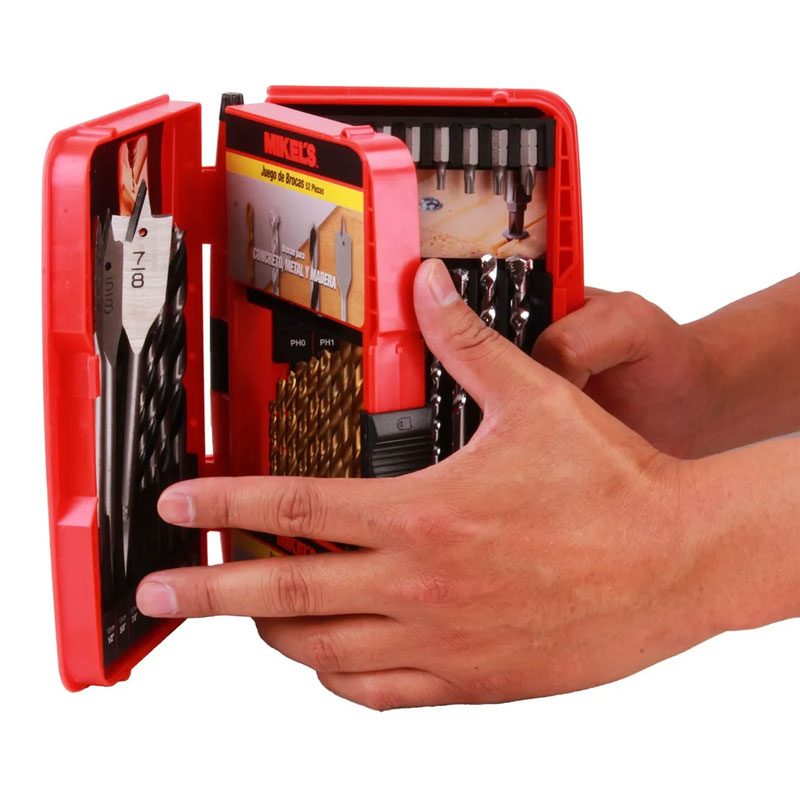 Juego Brocas 52 Pz Perforación Taladro Estuche Mikels