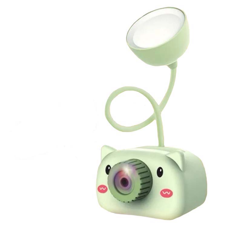 Lampara De Cerdito Con Sacapuntas, Porta Lápiz Y Celular Verde