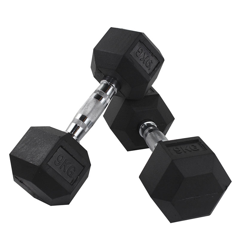 Par De Mancuernas Fire Sports® 9kg Caucho Hexagonal Gym