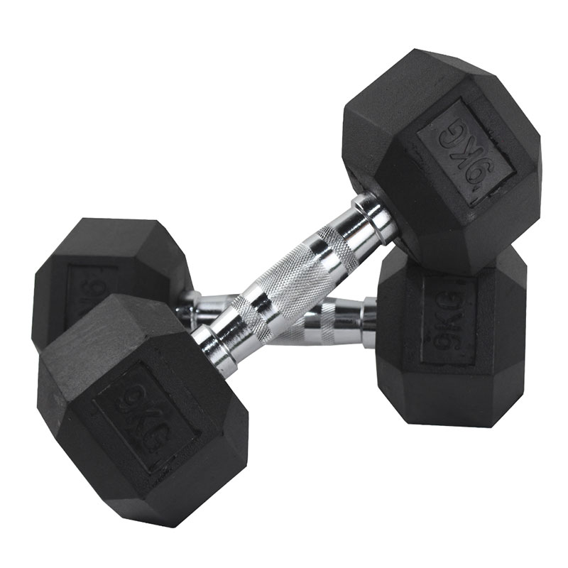 Par De Mancuernas Fire Sports® 9kg Caucho Hexagonal Gym