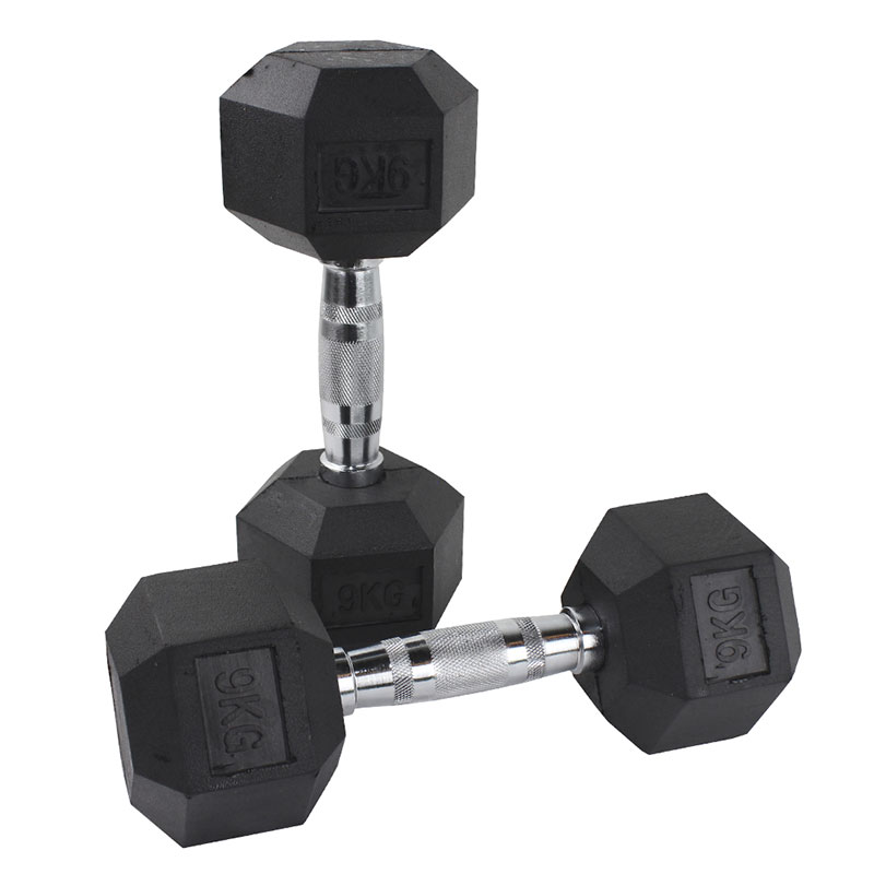 Par De Mancuernas Fire Sports® 9kg Caucho Hexagonal Gym