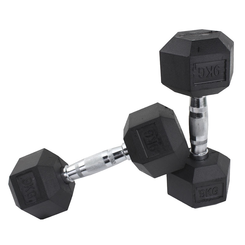 Par De Mancuernas Fire Sports® 9kg Caucho Hexagonal Gym