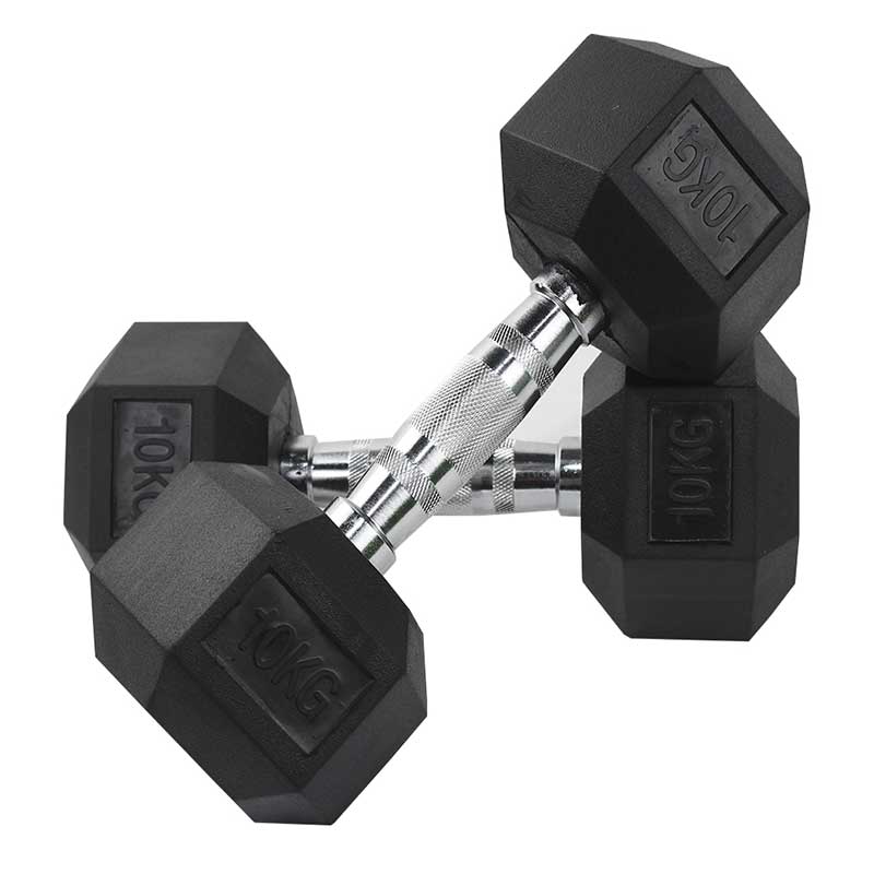 Par De Mancuernas Fire Sports® 10kg Caucho Hexagonal Gym