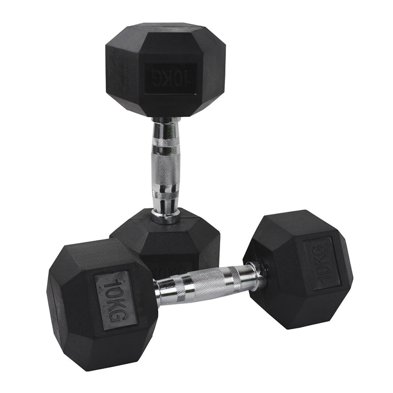 Par De Mancuernas Fire Sports® 10kg Caucho Hexagonal Gym