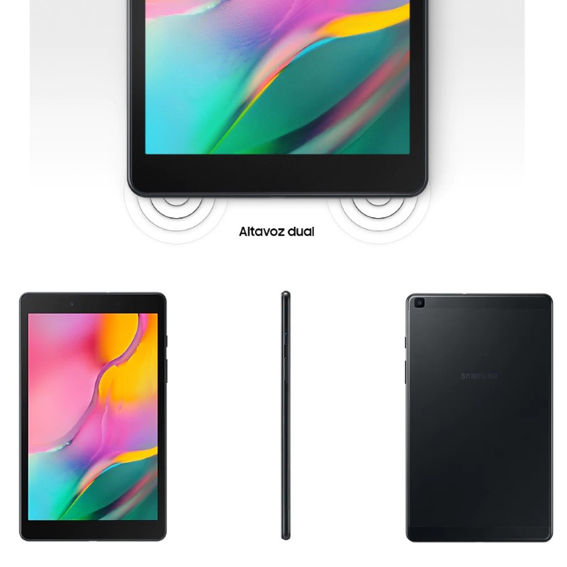 Tablet Samsung Galaxy Tab A 8" (2019) Quad Core, Ram 2gb, 32gb, Cámara 8mp + 2mp, Ranura Sd, Negro.