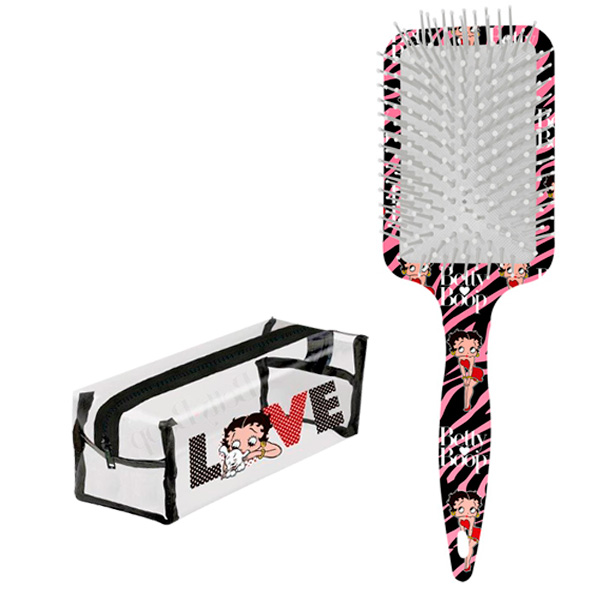Betty Boop Cepillo Para Cabello + Cosmetiquera Transparente